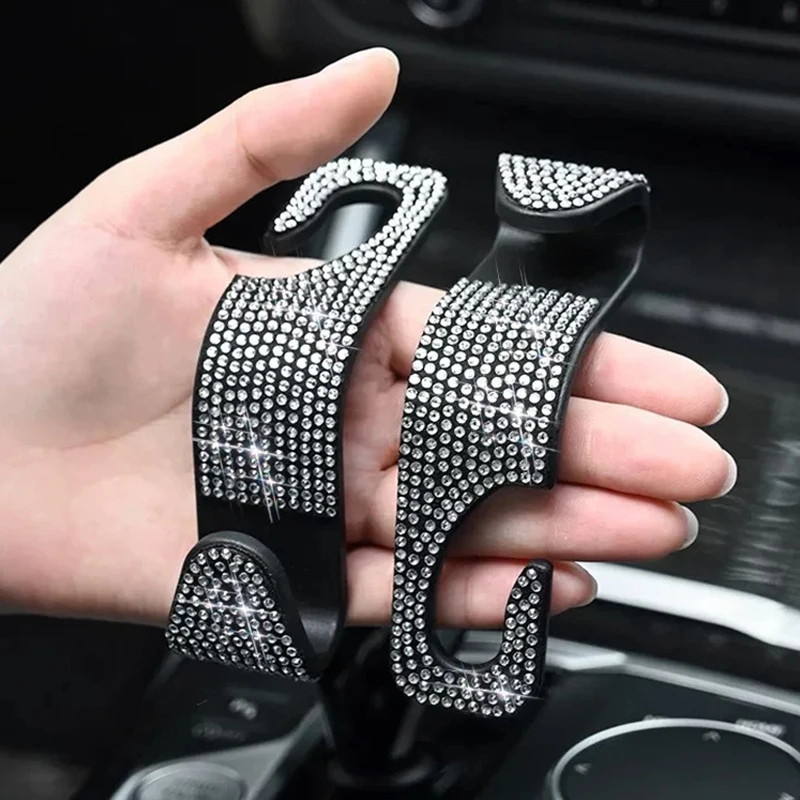 4 pcs/set Car Interior Accessories Multifunction Diamond Auto Seat Back Hooks Non-slip Coaster Universal Car Hook Water Cup Mat