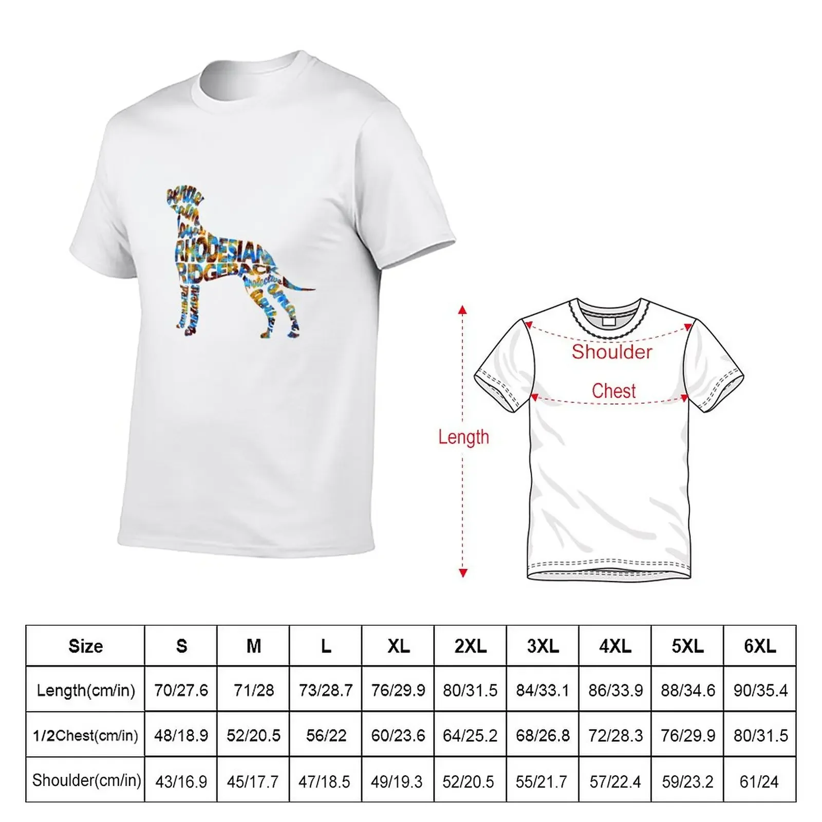 The Rhodesian Ridgeback Typographic Watercolor Painting T-Shirt kawaii clothes Short sleeve tee korean fashion mens t shirts