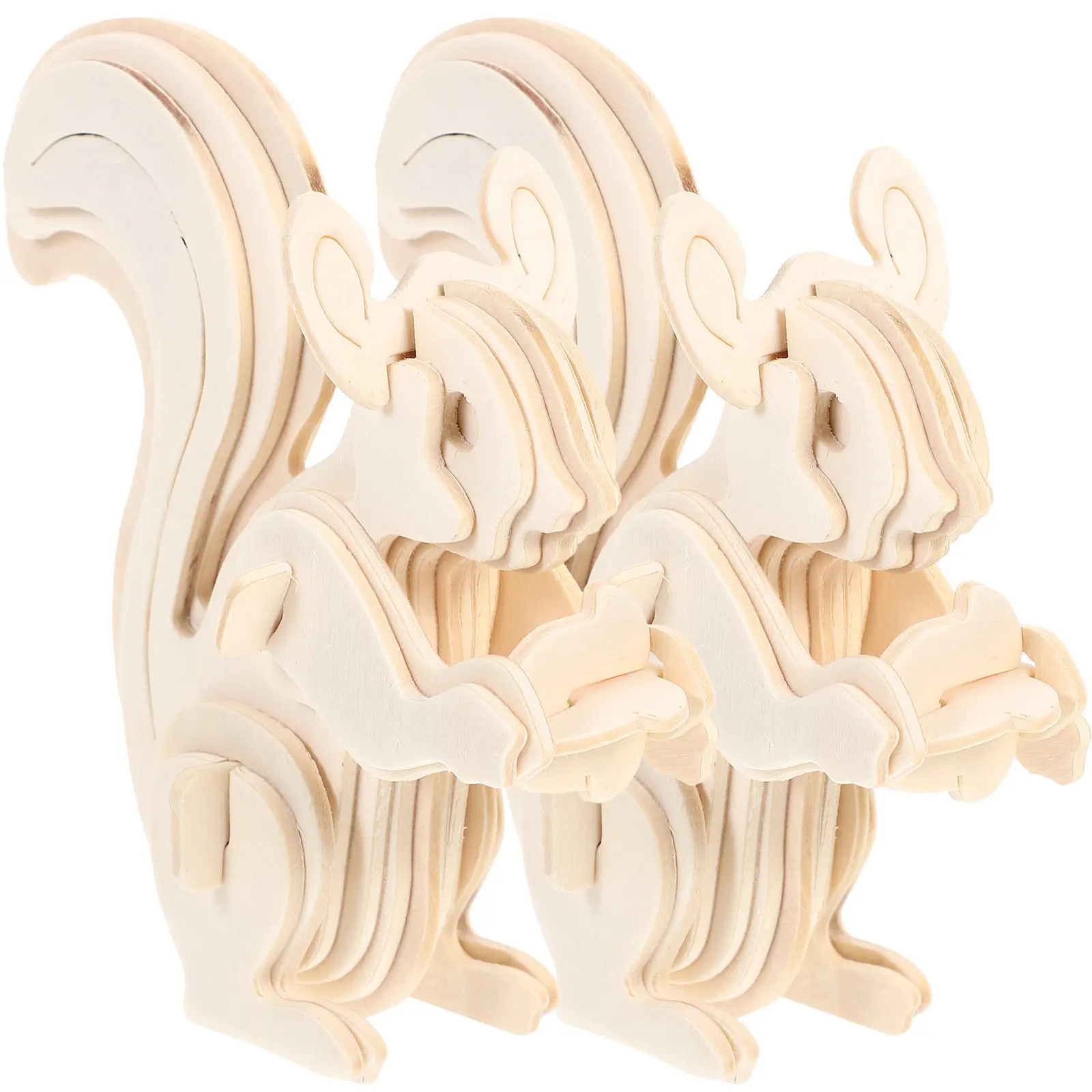 

2Pcs Wood Animal Puzzle DIY 3D Jigsaw Squirrel Type Self Assembling Cognitive Educational Puzzle Suitable for Kids and Adults