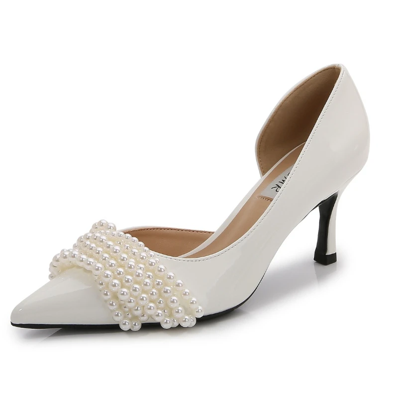 

2026 New Stiletto High Heels Pearl Fairy Style Fashion Wedding Shoes Wedding Bridesmaid Shoes