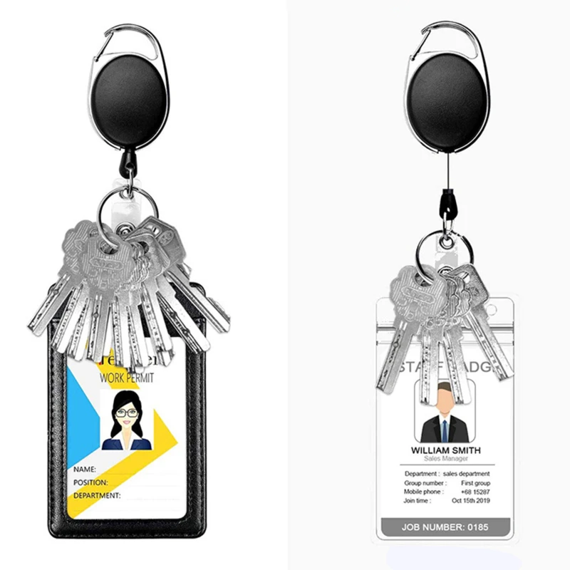 Retractable Badge Reel with Card Holder Reel Clip Key Ring Retractable ID Card Holder Key Chain Holders for Office Name Tag