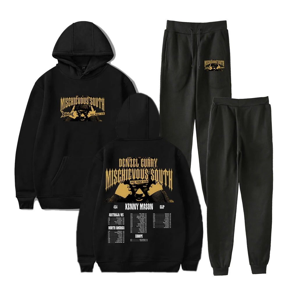 Denzel Curry Mischievous South 2025 World Tour Hoodie Jogger Pants Two Piece Set Sweatshirts+Sweatpants Women Men's Set