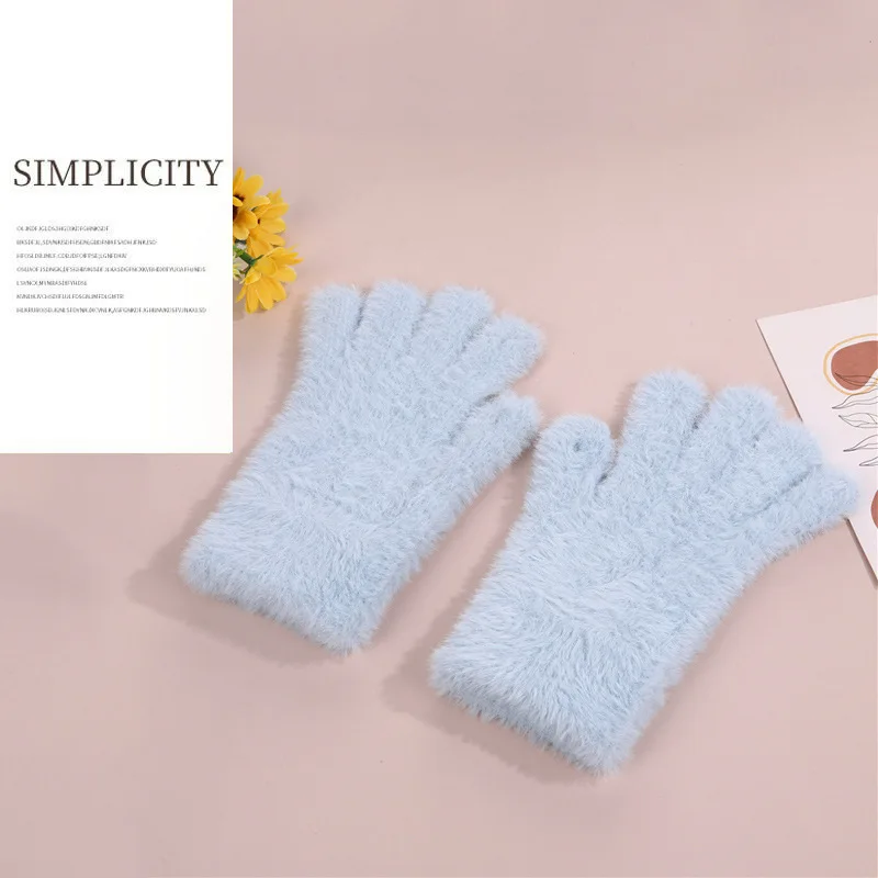 冬のサーマルグローブ女性のサイクリング防寒ファッションロング多用途ニットぬいぐるみ手袋女性スキー手袋手袋寒い冬