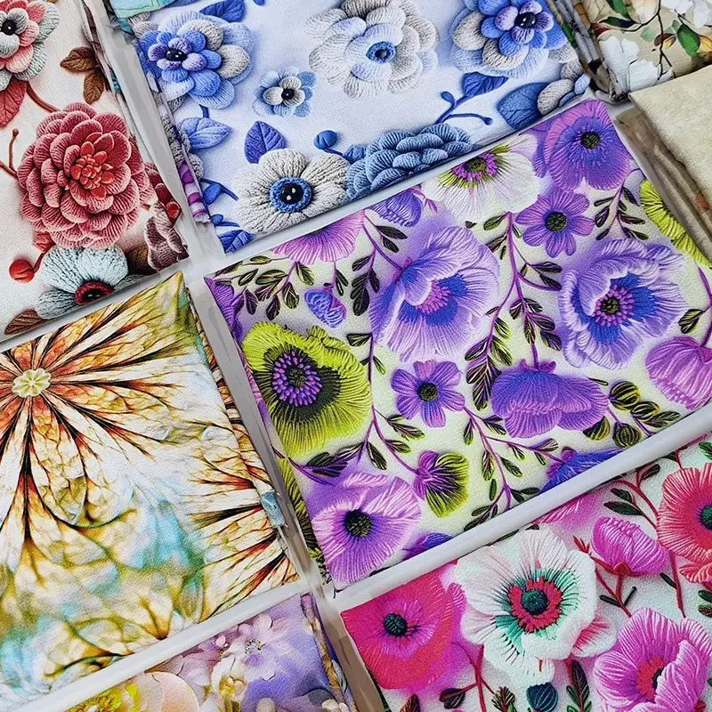 Tela de algodón con estampado Digital de textura arrugada de corteza de árbol, elástico transpirable para primavera y verano, ropa para mujer, tela de jardín DIY