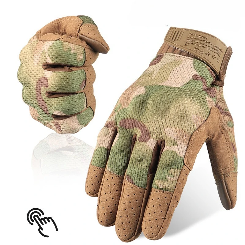 Outdoor Sports Camouflage Touch Screen Tactical Gloves Outdoor Special Forces Motorcycle Full Finger Anti-skid Military Fans