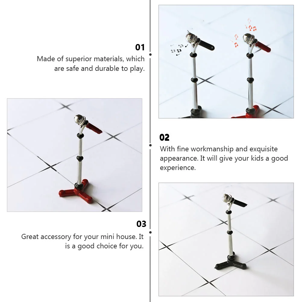 2 комплекта кронштейна, маленький имитация микрофона, детские игрушки, миниатюрная игрушка из сплава, украшение для дома