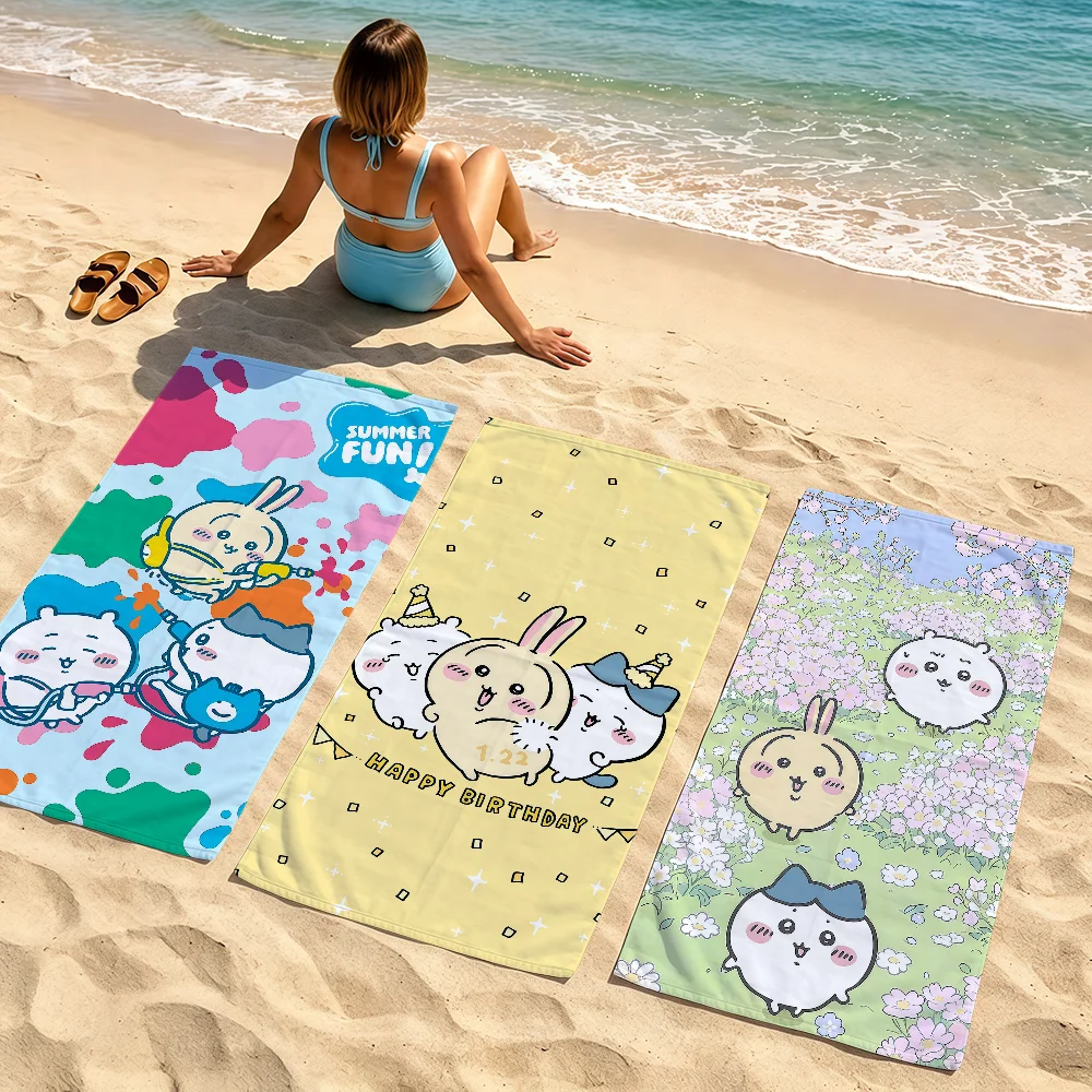 Soft Beach Towels Kawaii Trip Swim Pool Bathing Towel Gym Cartoon Spa C-Chiikawa Home Decor U-Usagi H-Hachiware Gift Holiday