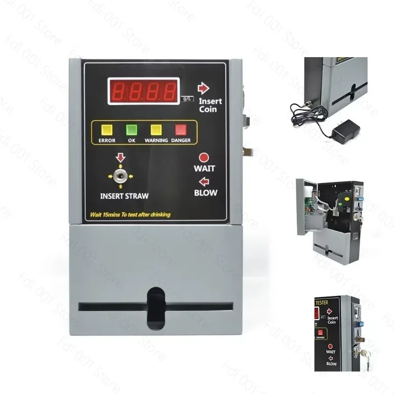 Coin Operated Breath Alcohol Tester Fuel Cell Sensor Wall Mounted Alcohol Detector