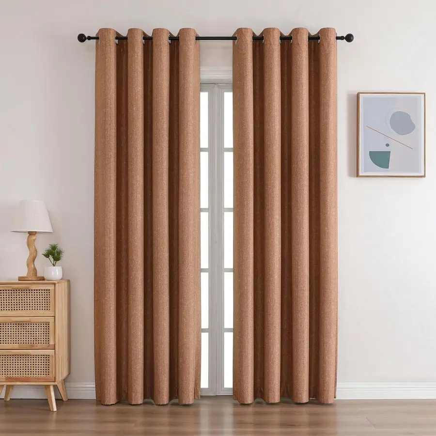 

Теплоизоляционные затемняющие шторы-гармошки для спальни и гостиной, комплект из 2 панелей, цвет красно-коричневый, 52 дюйма