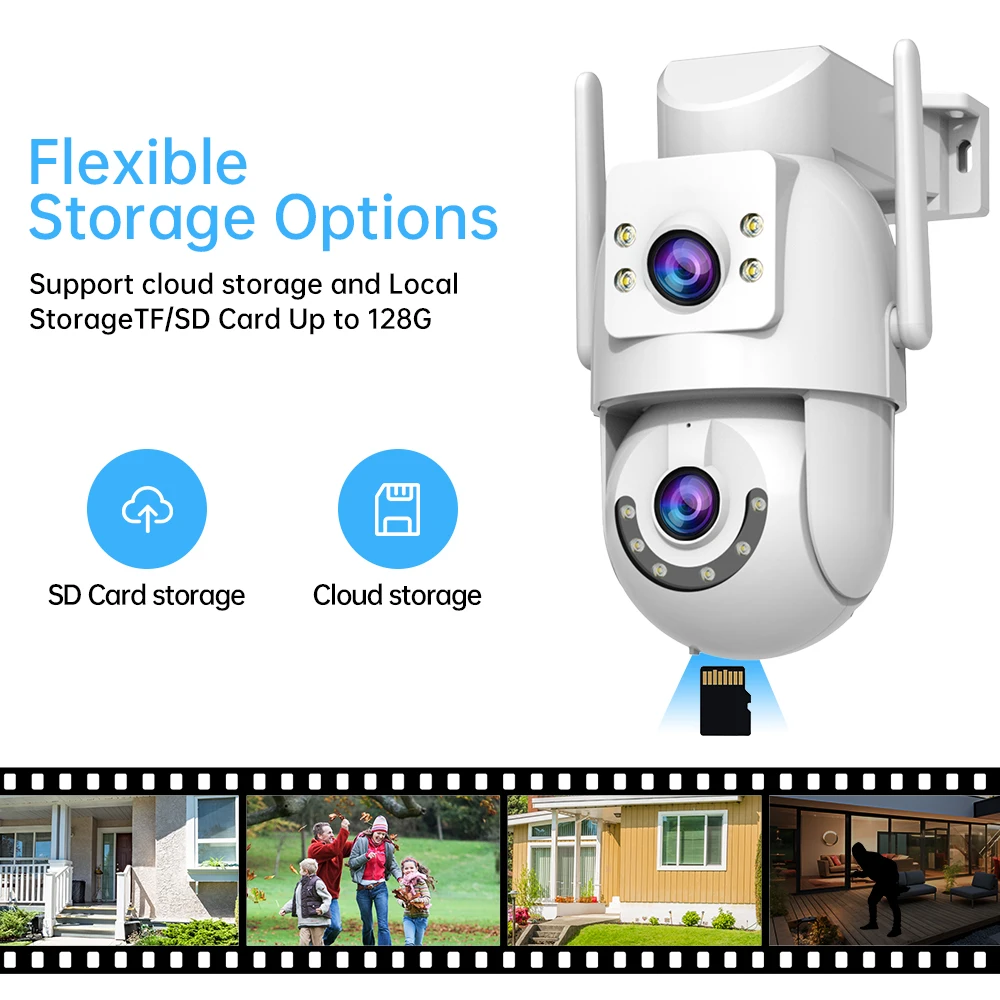 Jooan 5K 8MP Dual Lens Dual Screen IP Camera Wifi PTZ Camera Outdoor AI Auto Tracking CCTV HD Audio Video Surveillance