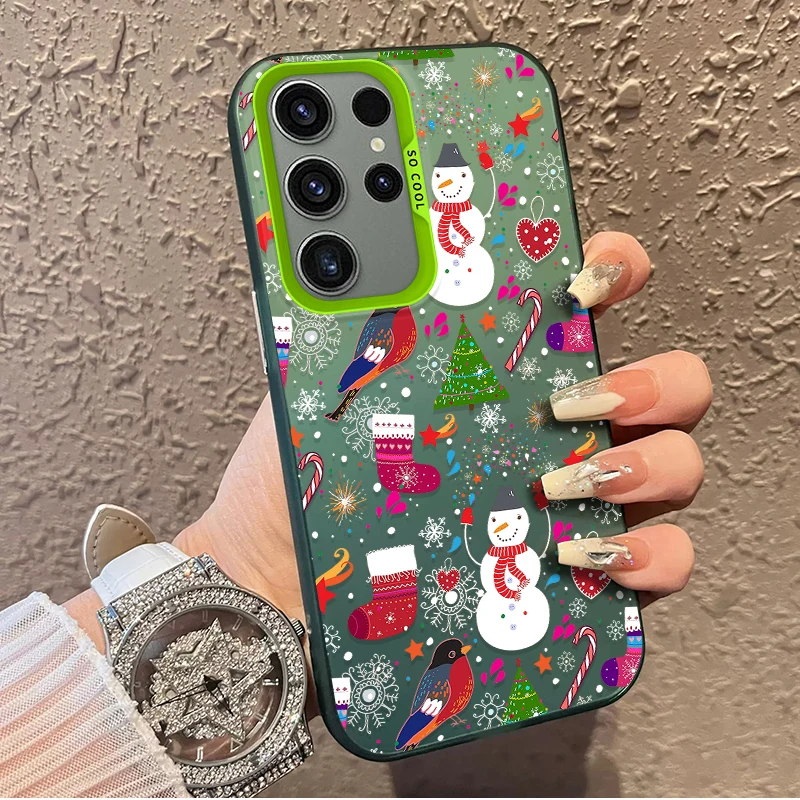 Schneemann-Schal, mattierte Hülle für Samsung Galaxy S25 S24 S23 S22 Ultra S21 Plus S20 FE A73 A72 A71 A56 A55 A54 Acryl-Hardcover