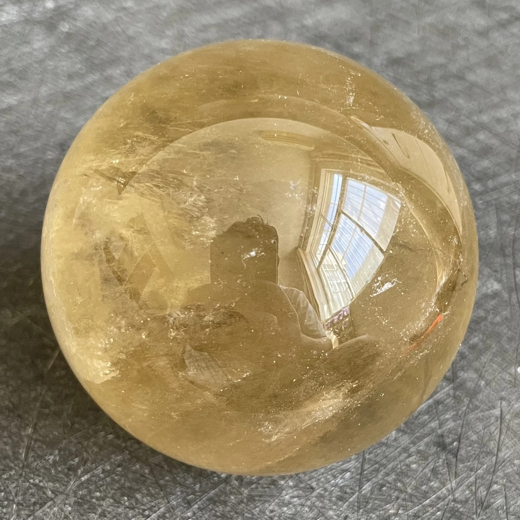 

400g Natural Stone Citrine Crystal Ball Rainbow Quartz Sphere Polished Rock Reiki Healing W20