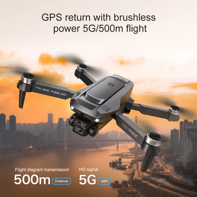 Original K811 MAX Foldable GPS RC Drone 8K HD Camera Screen Remote Optical Flow Positioning 5G WiFi FPV Auto‑Return For Adults