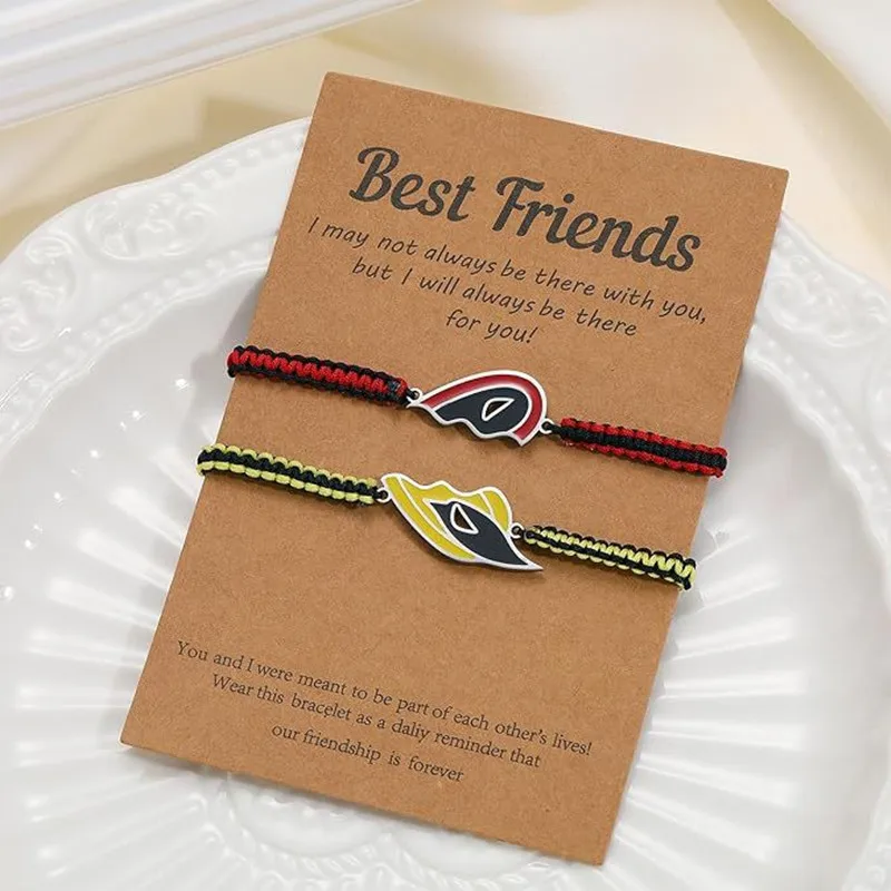 2pcs Anime Figure Deadpool&Wolverine Bracelet Keychain Decoration Handsome Necklace Accessories Best Friend Surprise Gifts