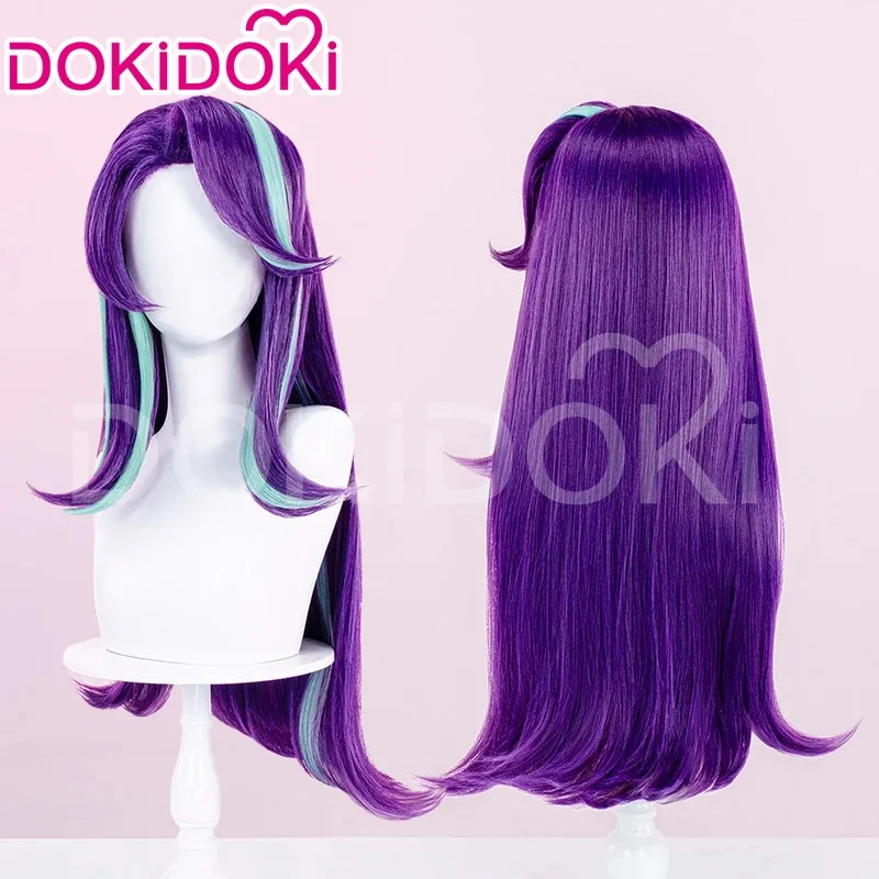 LQIN STOCK Starlightt Glimmerr شعر مستعار الكرتون تأثيري DokiDoki النساء 70 سنتيمتر الأرجواني الأزرق الشعر الطويل Starlightt Glimmerr تأثيري الحرة Ca