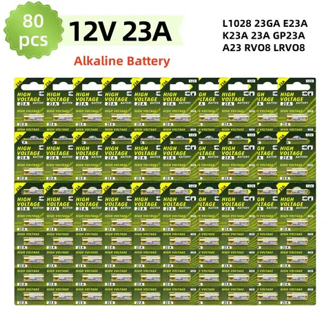 80 Stück 12 V 23 A Alkaline-Batterie A23 23 A 23GA A23S E23A EL12 MN21 MS21 V23GA GP23A LRV08 für Fernbedienung Türklingel Spielzeug Trockenzelle