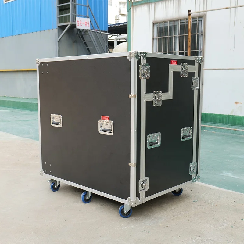 Dual 12U Utility DJ Mixer Flight Road Tischgehäuse mit Workstation für 27-Zoll-Monitor