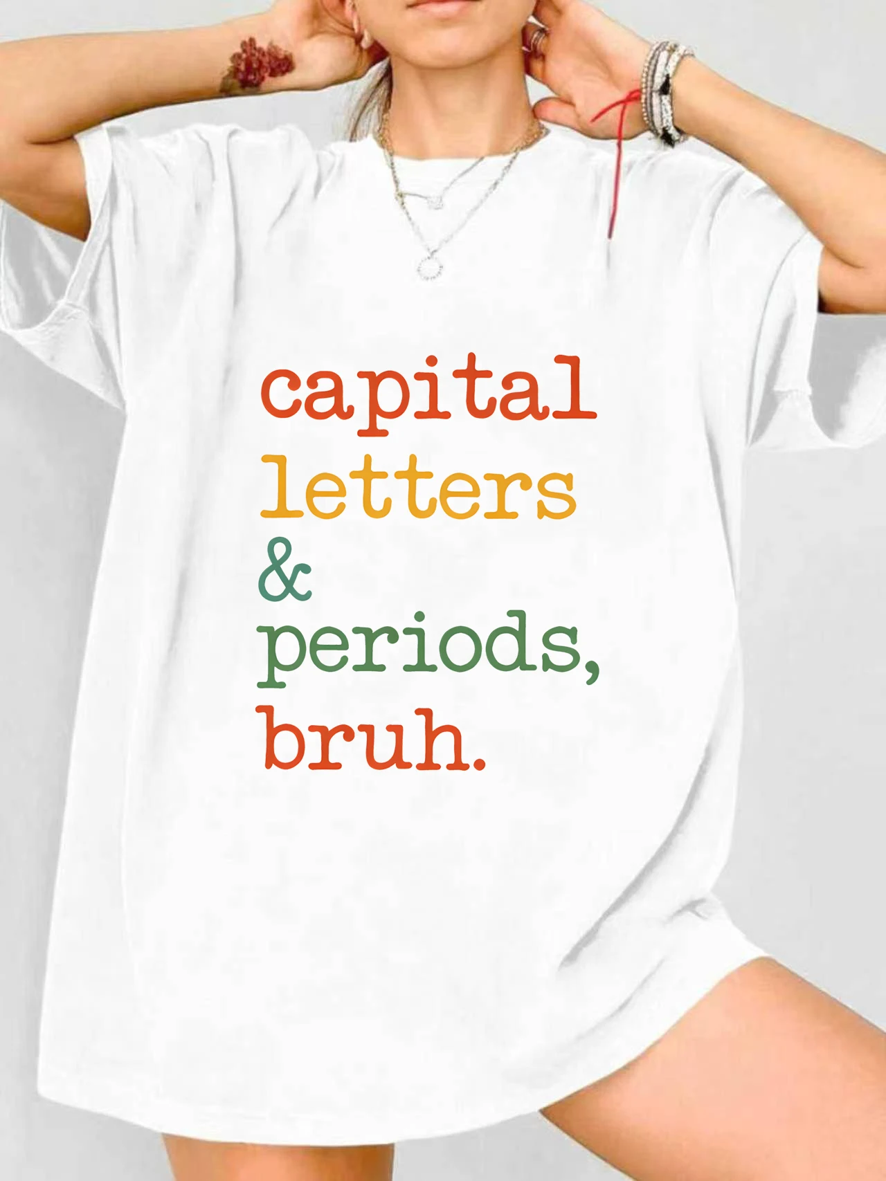 

【JYDX112289】Женская футболка больших размеров с английским принтом, круглым вырезом, летняя, повседневная, с короткими рукавами, в уличном стиле, универсальная.