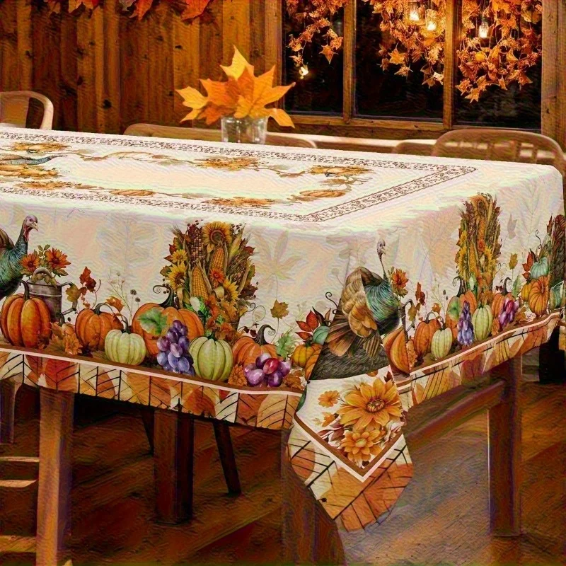 2D Printing 1 piece 59X59 inches / 150X150 centimeters Farm shed harvest tablecloth, with pumpkinszyc