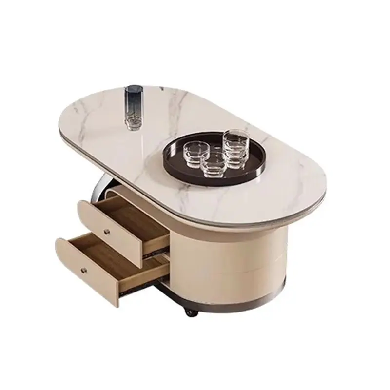 

Movable Coffee Table 2025 Light Luxury High-end Small Apartment, Living Room, Family Sofa, Rock Slab Edge Table, Simpleandmodern