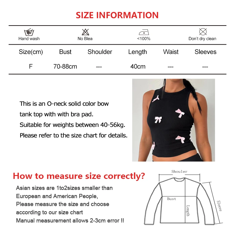 Women Summer Sweet Bow O-Neck Tank Tops Solid Slim With Bra Pad Knit Worn Outside Casual Comfortable Sleeveless Basic Crop Tops