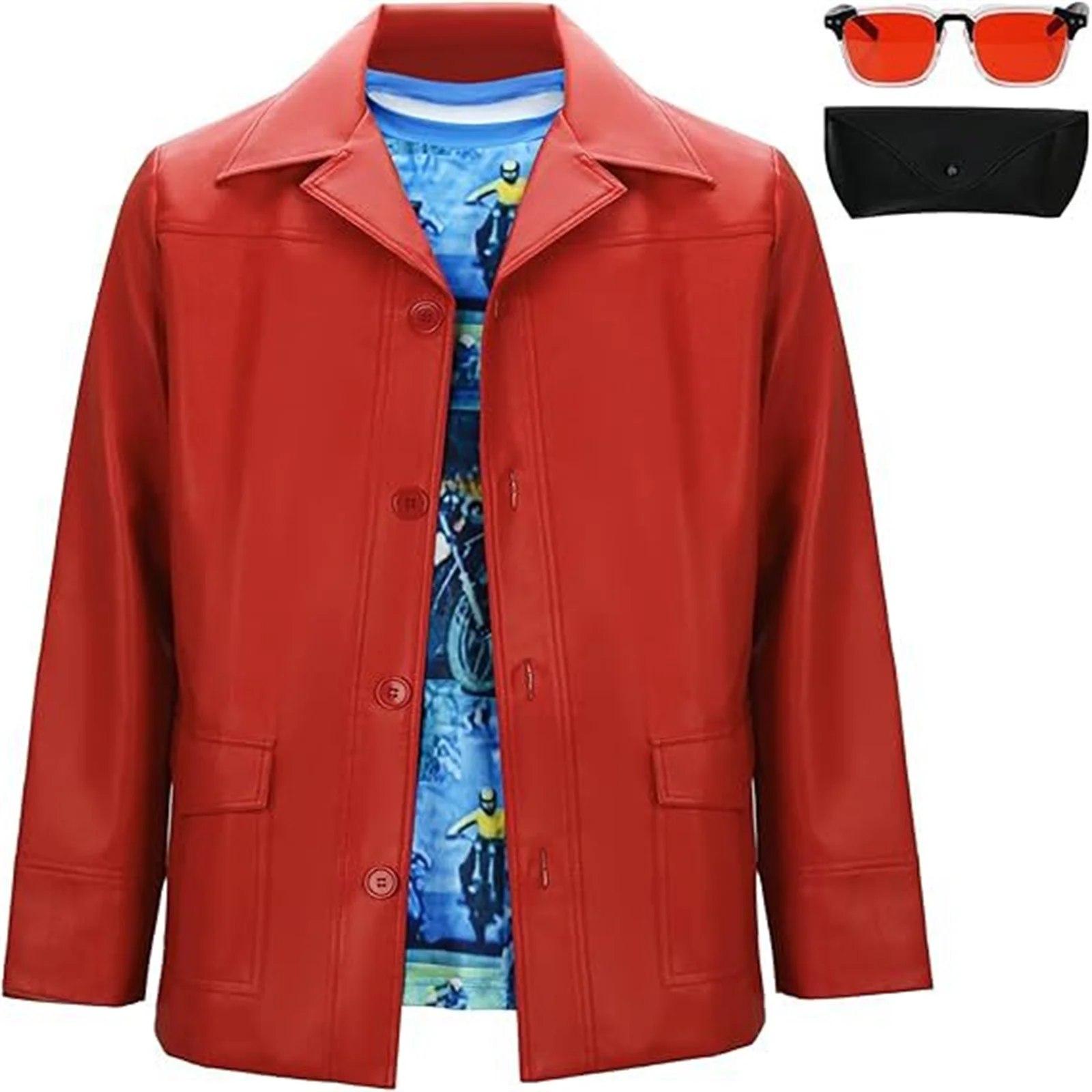 Tyler Durden 코스프레 의상 영화 성인 유니섹스 PU 자켓 셔츠 정장 유니폼 할로윈 캐주얼 펑크 복장 할로윈 파티