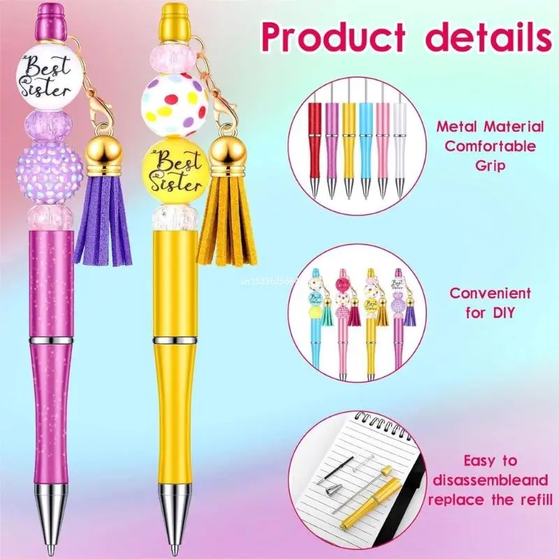 Beadable Ballpoint Pen Set Including Beads, Hooks and Tassels Dropship