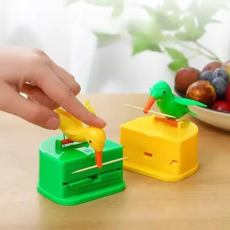 Toothpick Storage Box Container Automatic Toothpick Dispenser Desk Organizers Home Decor Creative Cute Little Bird Toothpick Box