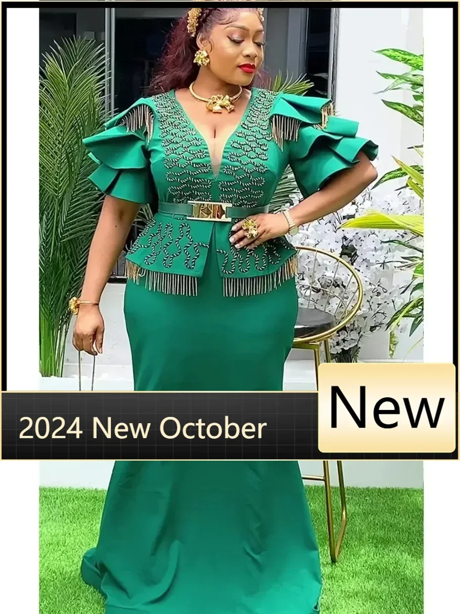 

Customized Plus Size African Party Dresses for Women Fashion Dashiki Ankara Wedding Evening Gown Elegant Muslim Maxi Christmas D