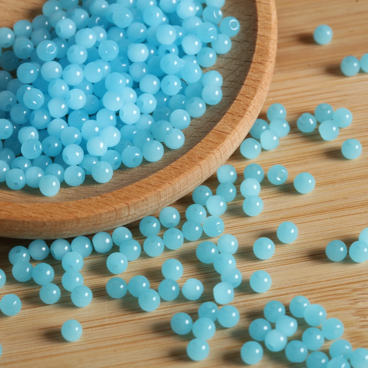 200pcs 4mm Sea Blue Jade Round Glass Loose Beads Spacer Beads For DIY Bracelet Necklace Earring Handmade Jewelry Making Supplies