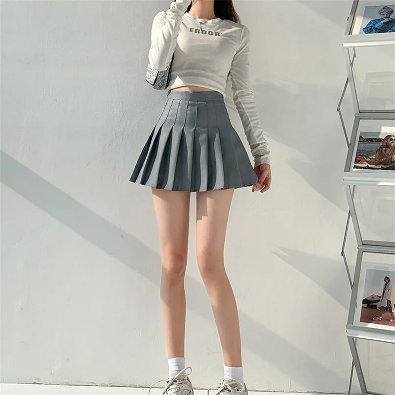 Sexy Women Pleated Skirt High Waist Mini Skirts Dance Tennis Solid Korean Preppy Style A-line Skirts Kawaii Student Girl Clothes