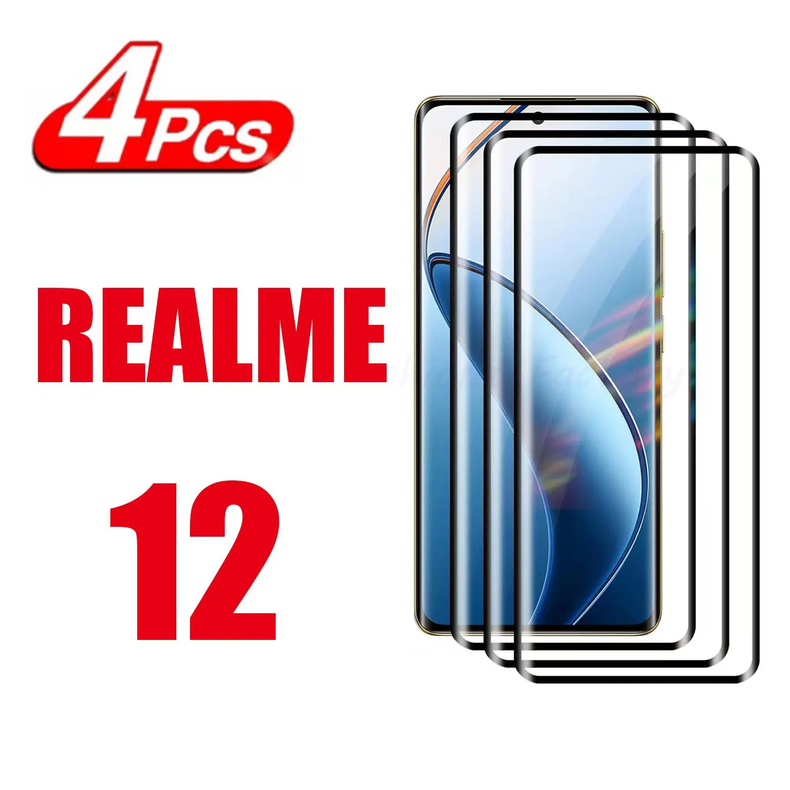 

1/4Pcs 10D Tempered Glass For Realme 12 Screen Protector Glass Film