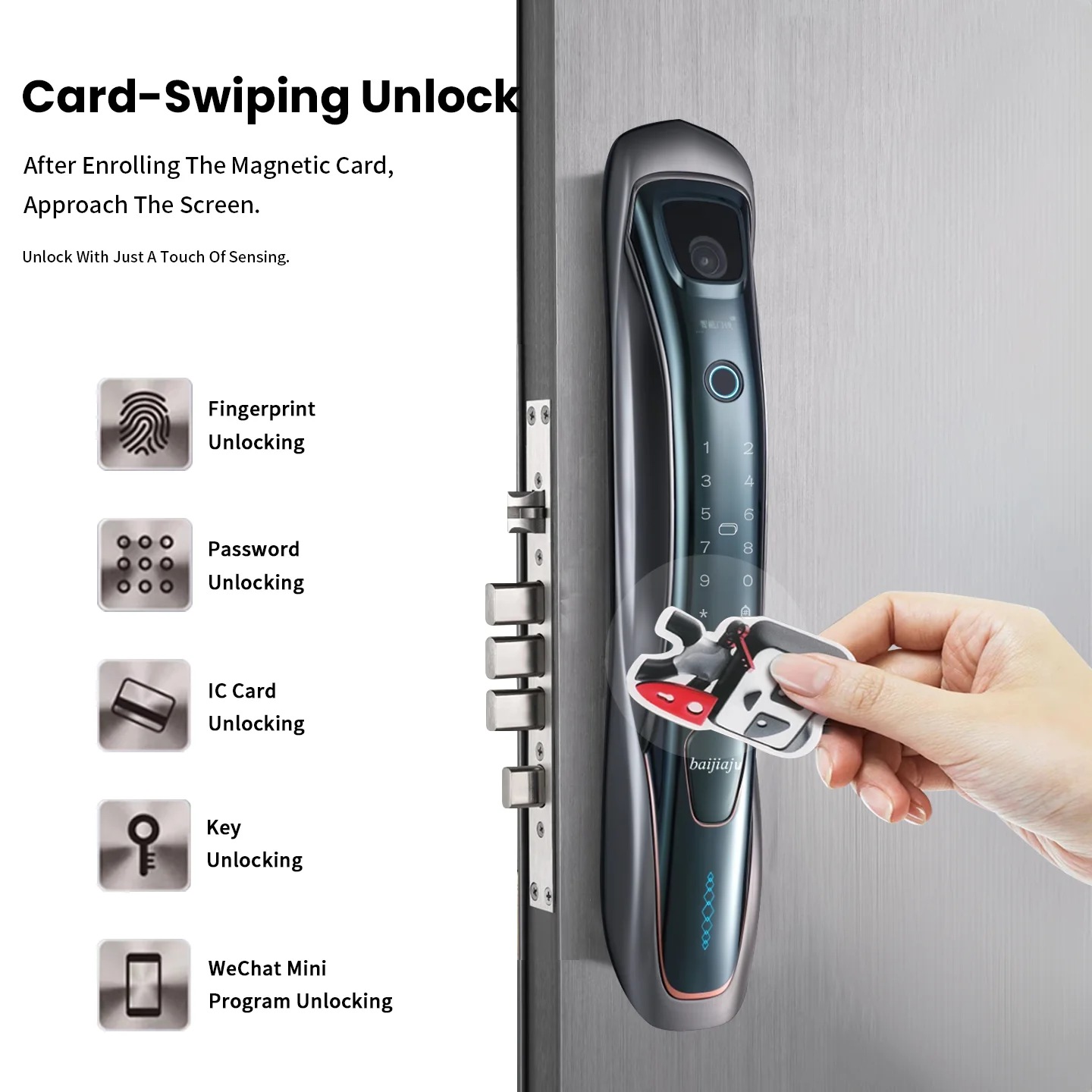 Tuya TT App Face Recognition Smartlock Fingerprint Password Key Card Smart Door Handle Lock for Wood Steel Gate Entrance Door