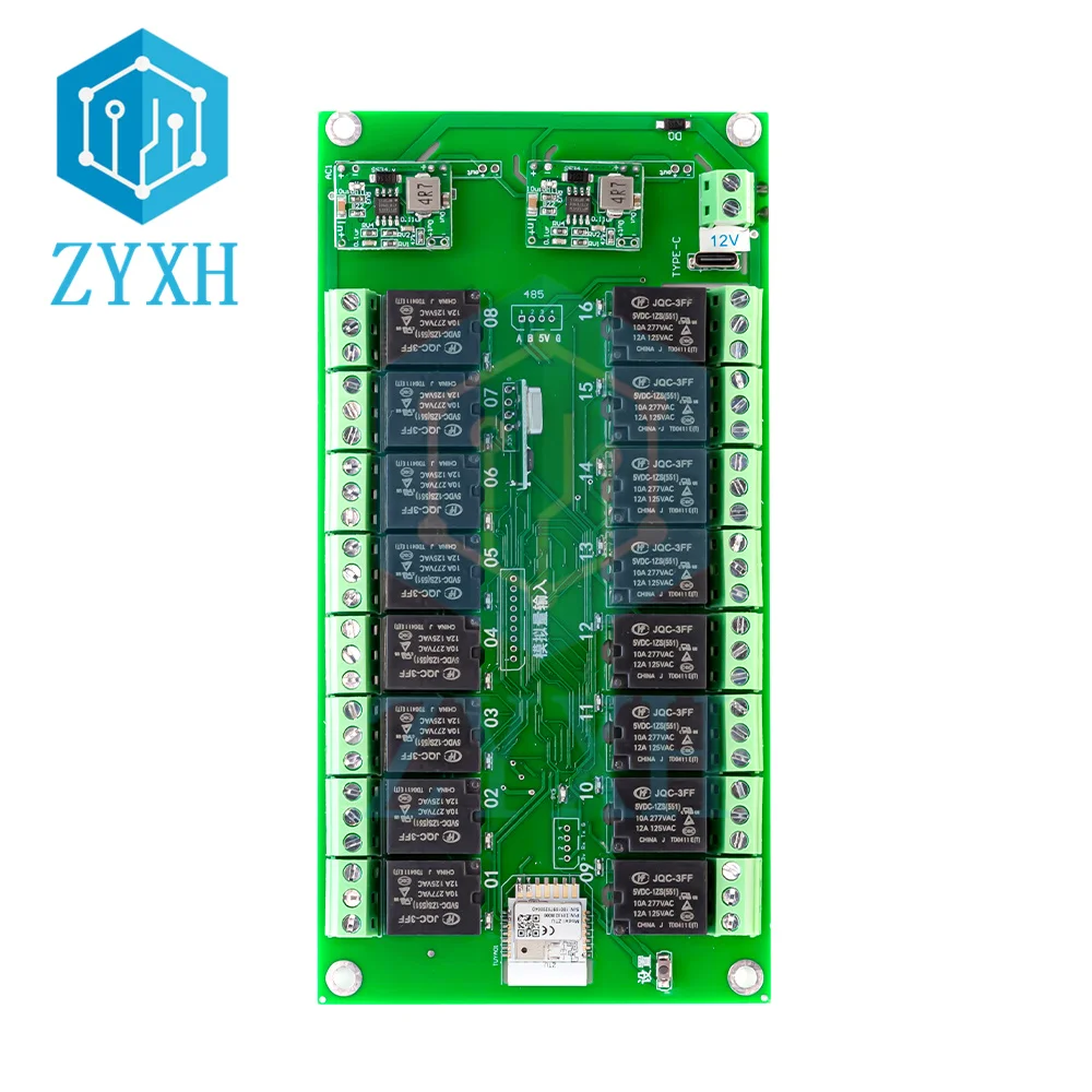 Tuya 16 Channel WiFi/Zigbee Relay Switch Module DC 7-27V AC 85-250V Wireless Smart Home Remote Control Switch with RF 433MHZ