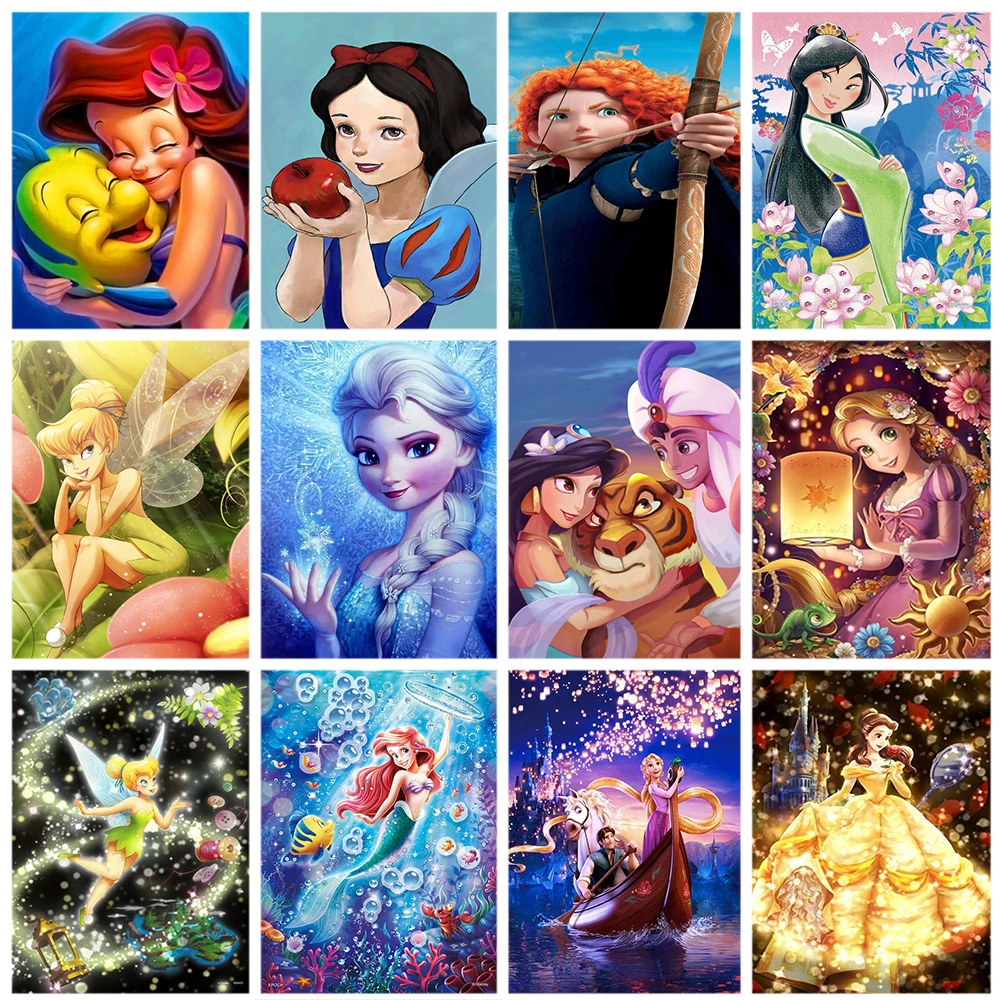 

Disney DIY 5D Diamond Painting Cartoon Princess Full Drill Diamond Mosaic Embroidery Picture of Rhinestones Home Decoration Gift