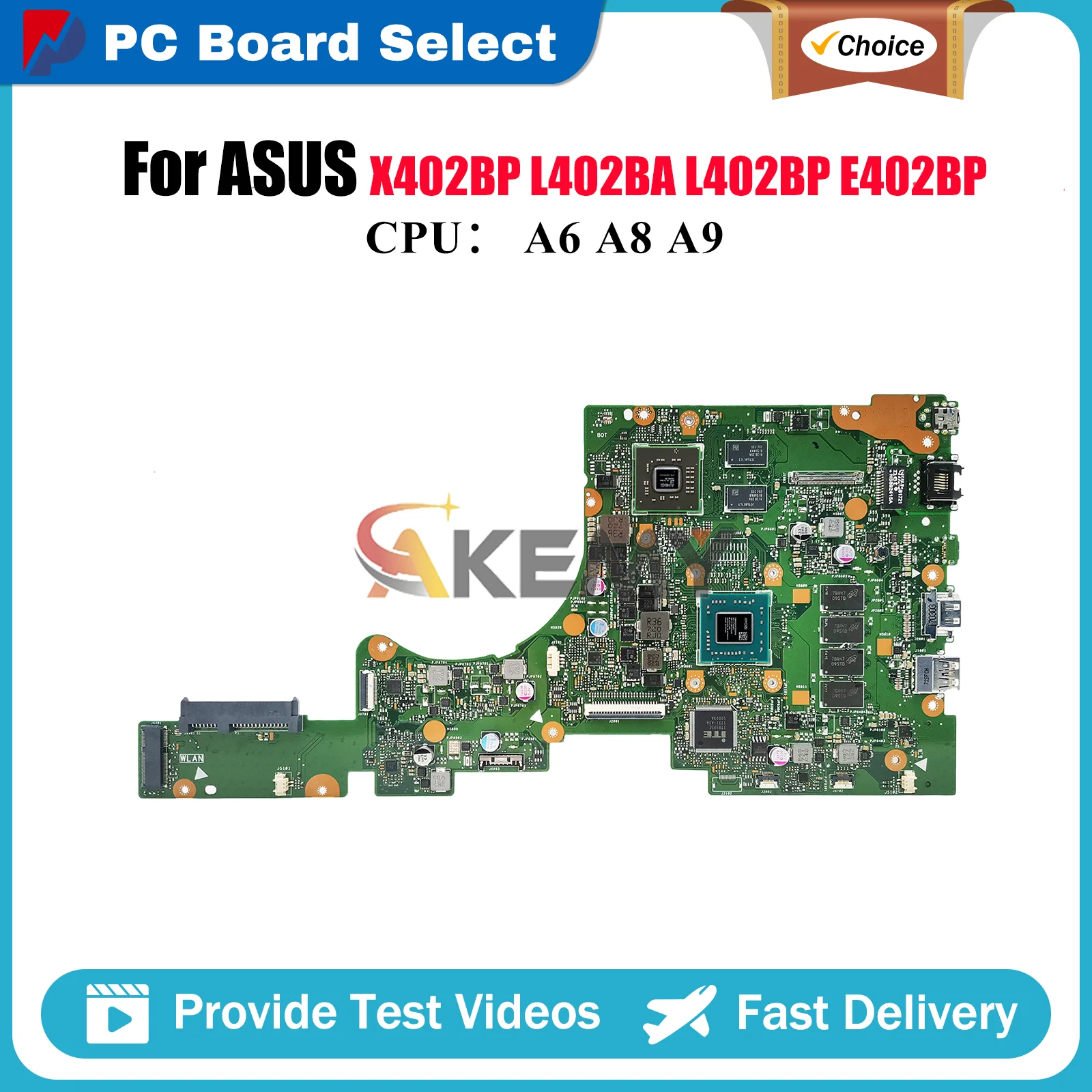 

E402BP Laptop Motherboard For ASUS EeeBook X402BP E402B X402BA E402BP L402BP L402BA Mainboard W/ A6 A8 A9 CPU tests OK fast ship