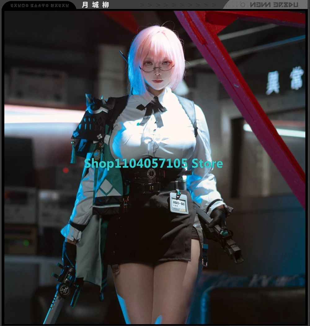 Game Zenless Zone Zero Cos Tsukishiro Yanagi Cosplay Costume Dress Tsukishiro Yanagi Wig Pink Eridu Halloween Party Women Props