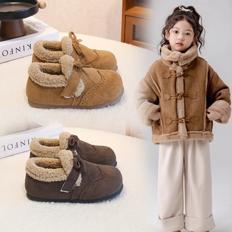 2025 الأطفال أفخم أحذية دافئة لفتاة شتاء موضة جديدة نمط لينة سميكة وحيد المضادة للانزلاق تنوعا شيك حذاء كاجوال #1