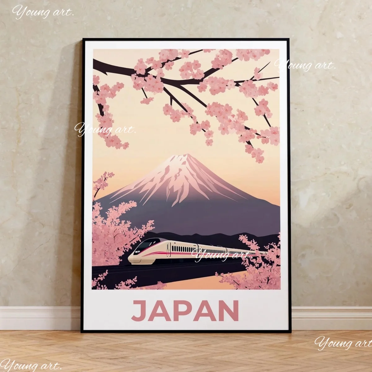 Japanese Wave Cherry Blossoms Tokyo Canvas Prints Poster Japandi Retro Travel Art Prints Living Room Wall Art Home Decor Poster