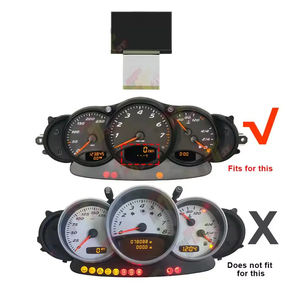 

KM Version LCD Display for Porsche 911 996 and 986 Boxster Tachometer On The Center