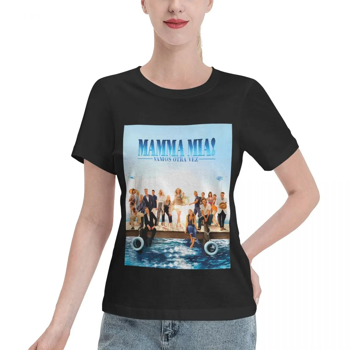 Cozy Loungewear Mamma Mia Here We Go Again Women's T-shirt Solid Color Vintage Women Top