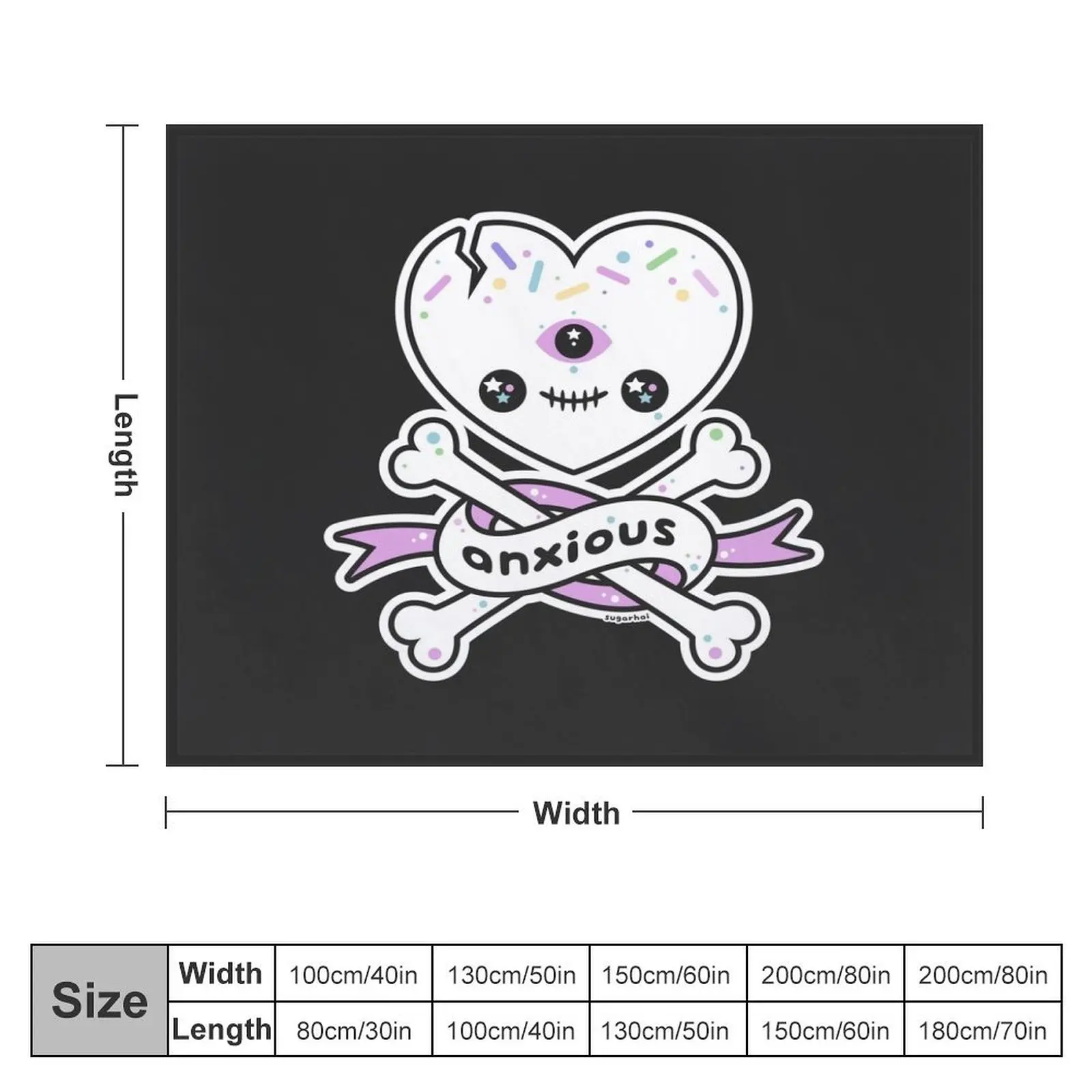 Anxious Heart Skull with Sprinkles Throw Blanket Luxury Brand Heavy Multi-Purpose Soft Big Blankets