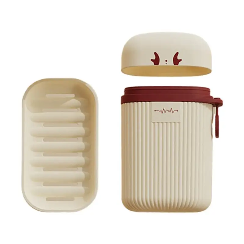 Double-layer Travel Soapbar Container Cute Compact Soapbar Container With Lid Portable Shower Water Drainage Soap Box