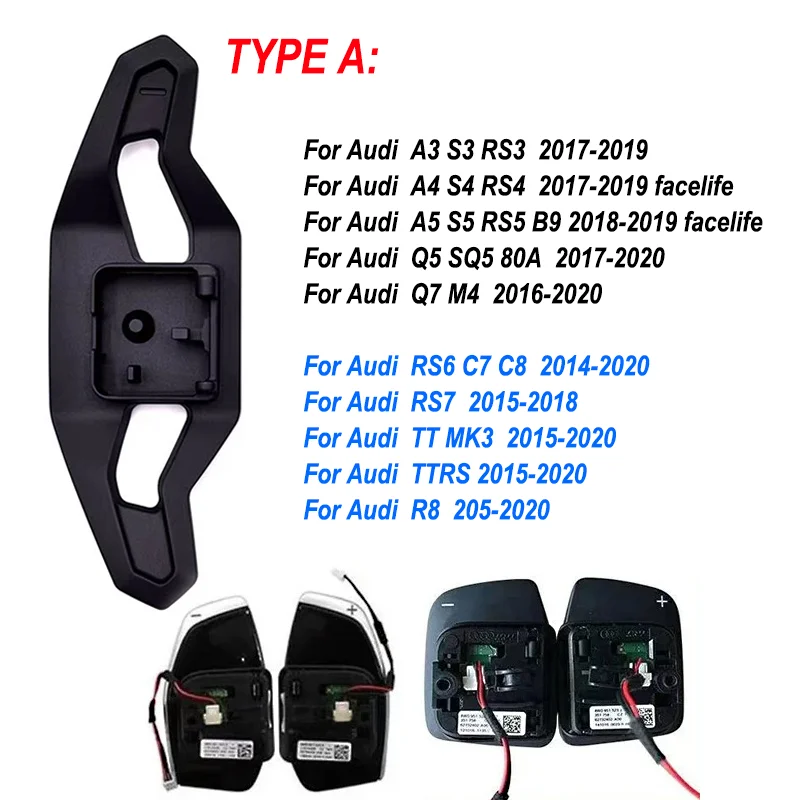 Paleta de cambio de volante de coche de aleación de aluminio apta para Audi A3 Q3 Q5 S3 RS3 SPORT S4 RS4 A5 S5 RS5 A6 S6 TT MK3, accesorios de coche