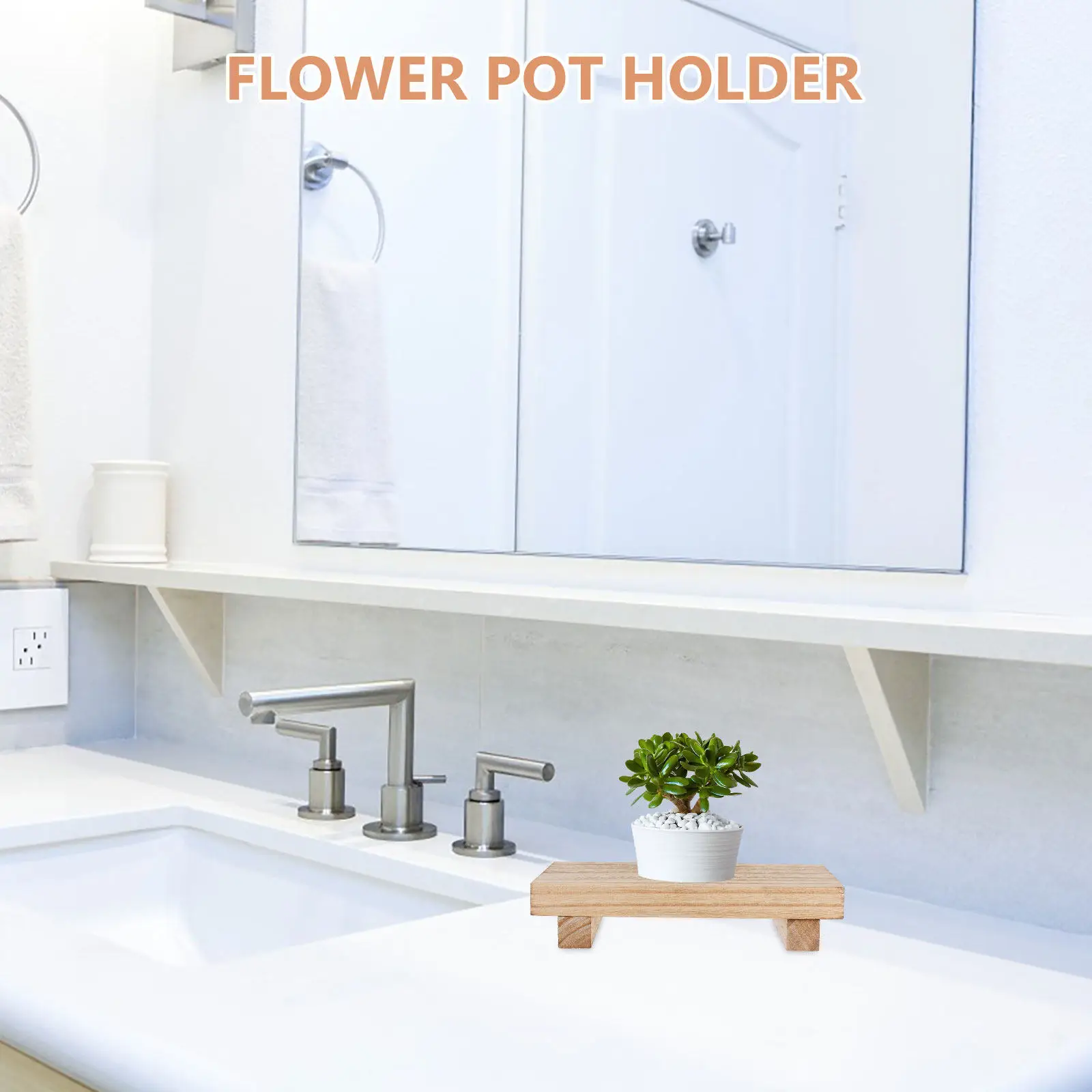 Rustic Wooden Pedestal Stand Small Bathroom Organizer Tray Soap Dish Dispenser Holder Vanity Counter Kitchen Sink Accessories - view 5