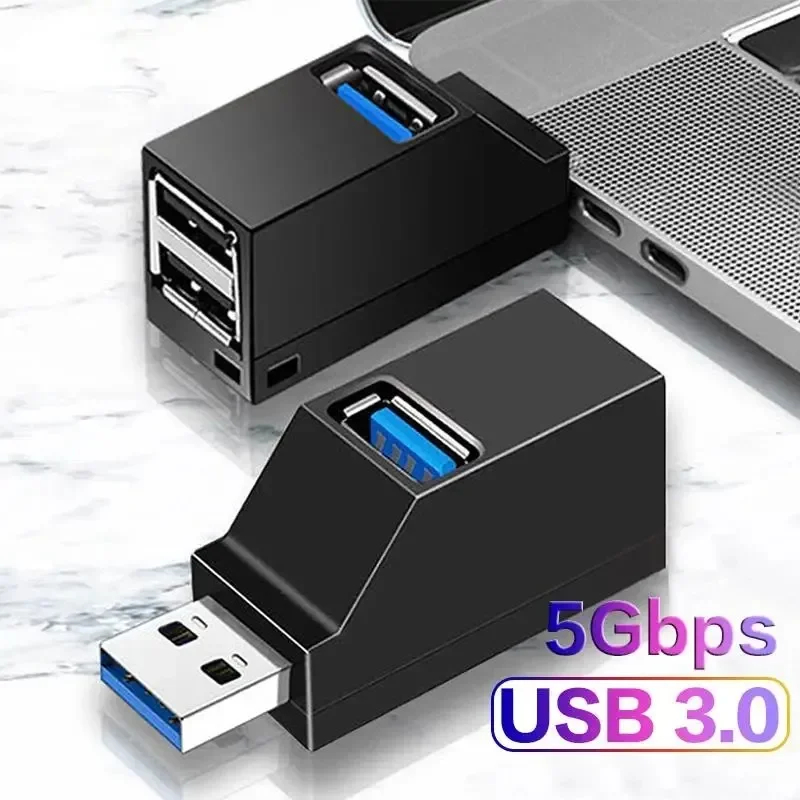 USB 3.0 2.0 HUB Adapter Extender 3-Port Inline Portable Splitter Hi-Speed Hub High-Speed Data Transfer for PC Laptop