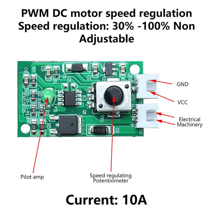 DC 7-12V PWM Motor Speed Control Module Cannot Stop 10A High-power DC Motor Speed Controller