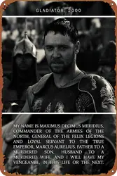 Gladiator quote 1 Movie Poster Tin Metal Sign Vintage Wall Plaque Decor 8x12 Inch