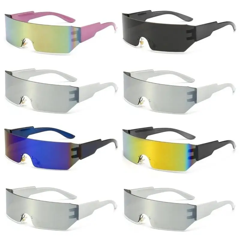 

8PCS New Trends Y2K Sunglasses Women Men Fashion Punk Frameless Sun Glasses One-Piece Lenses Sports Goggle UV400