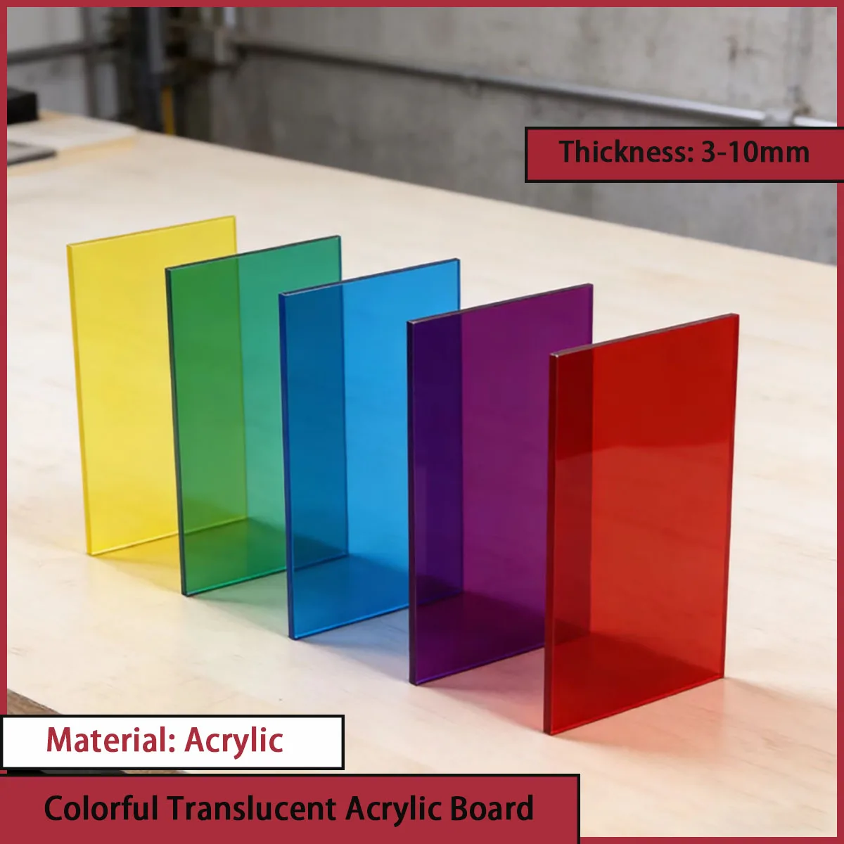 Colorful Semi Transparent Acrylic Board Thickness: 3-10mm, Used for Advertising, Decoration, Display, Home Furnishings, Etc